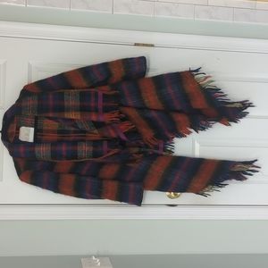 Anthropologie Hei Hei Plaid Wool Blanket Sweater Coat
